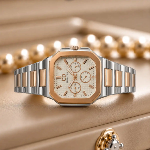 ZAMH Rose Gold Couple Watch Set – His & Hers