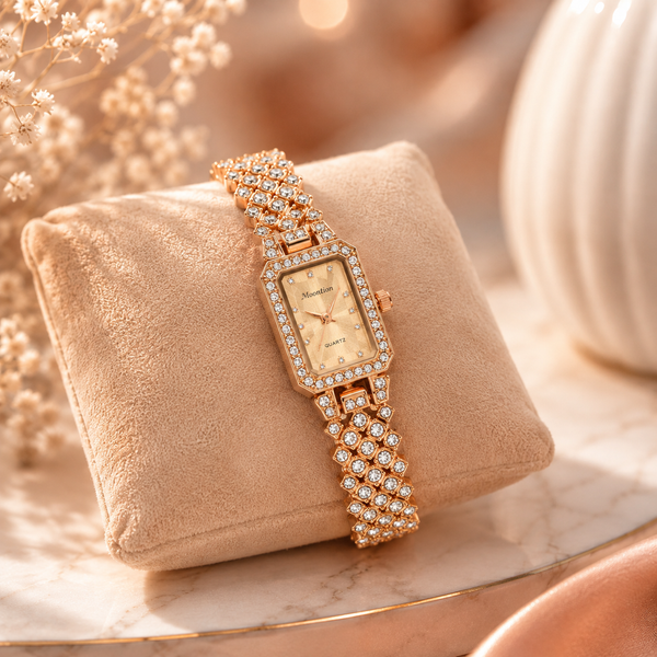 Crystal Bracelet Watch – Rose Gold