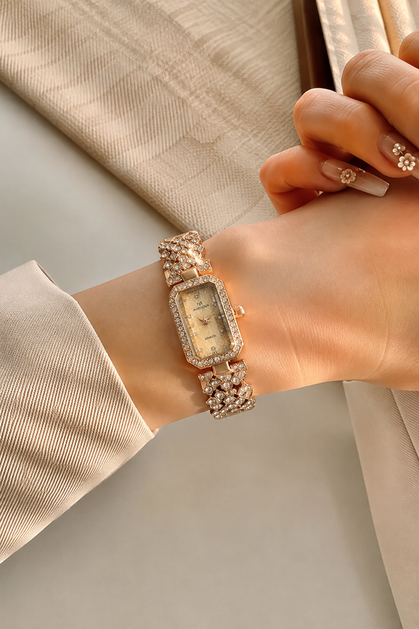 Crystal Bracelet Watch – Rose Gold