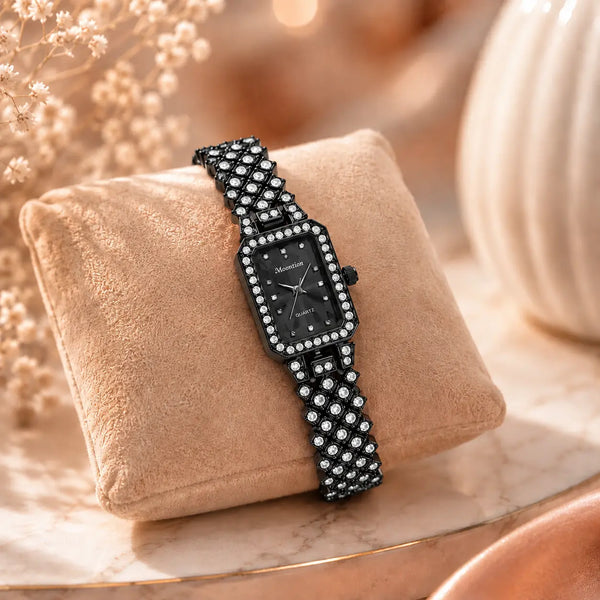Crystal Black Ladies Watch