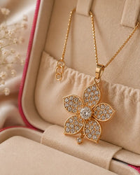 Rose Gold Floral Crystal Watch & Jewellery Gift Set