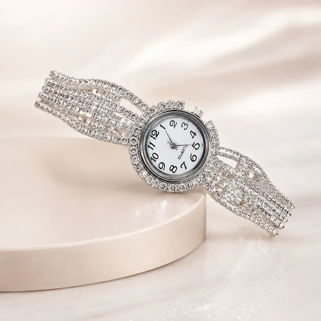 Silver Crystal Bracelet Watch for Women