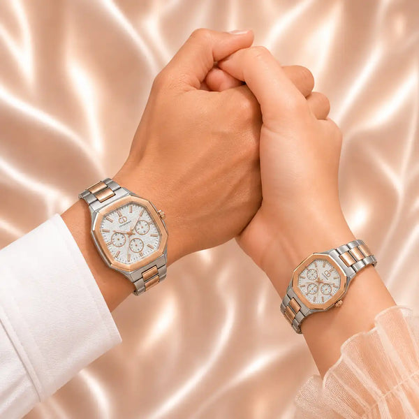 ZAMH Rose Gold Couple Watch Set – His & Hers