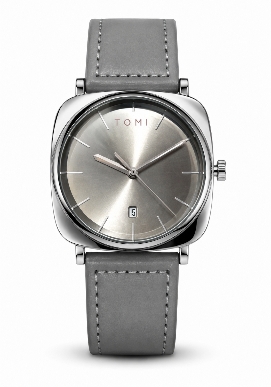 TOMI Minimal Grey Leather Men's Watch | Premium Quartz Analog Wrist Watch