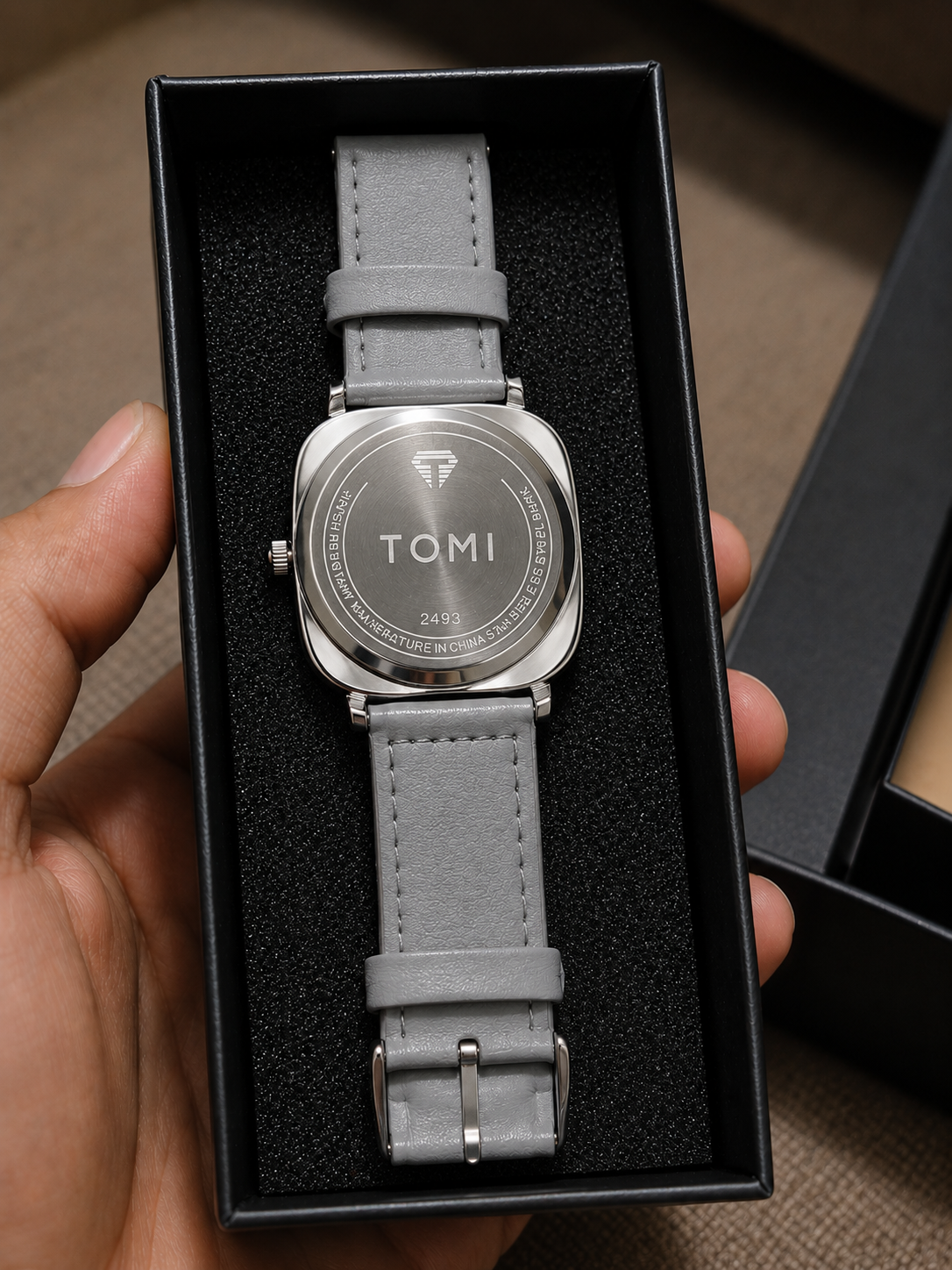 TOMI Minimal Grey Leather Men's Watch | Premium Quartz Analog Wrist Watch