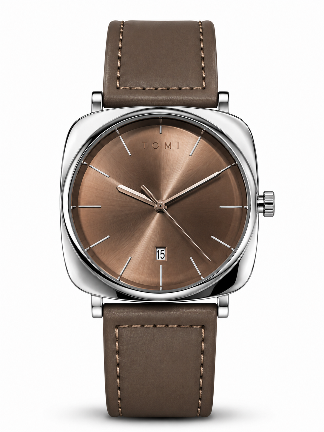 TOMI Minimal Grey Leather Men's Watch | Premium Quartz Analog Wrist Watch