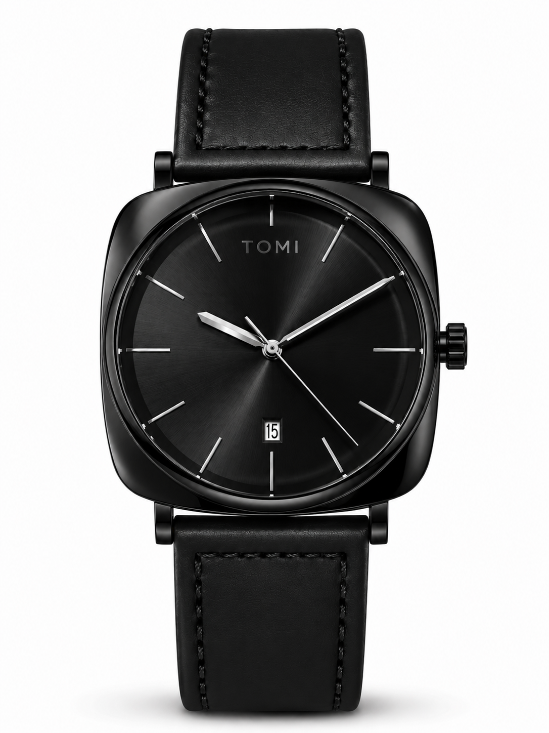 TOMI Minimal Grey Leather Men's Watch | Premium Quartz Analog Wrist Watch