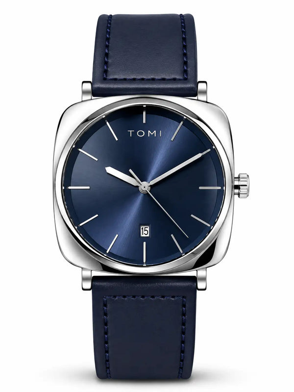 TOMI Minimal Grey Leather Men's Watch | Premium Quartz Analog Wrist Watch