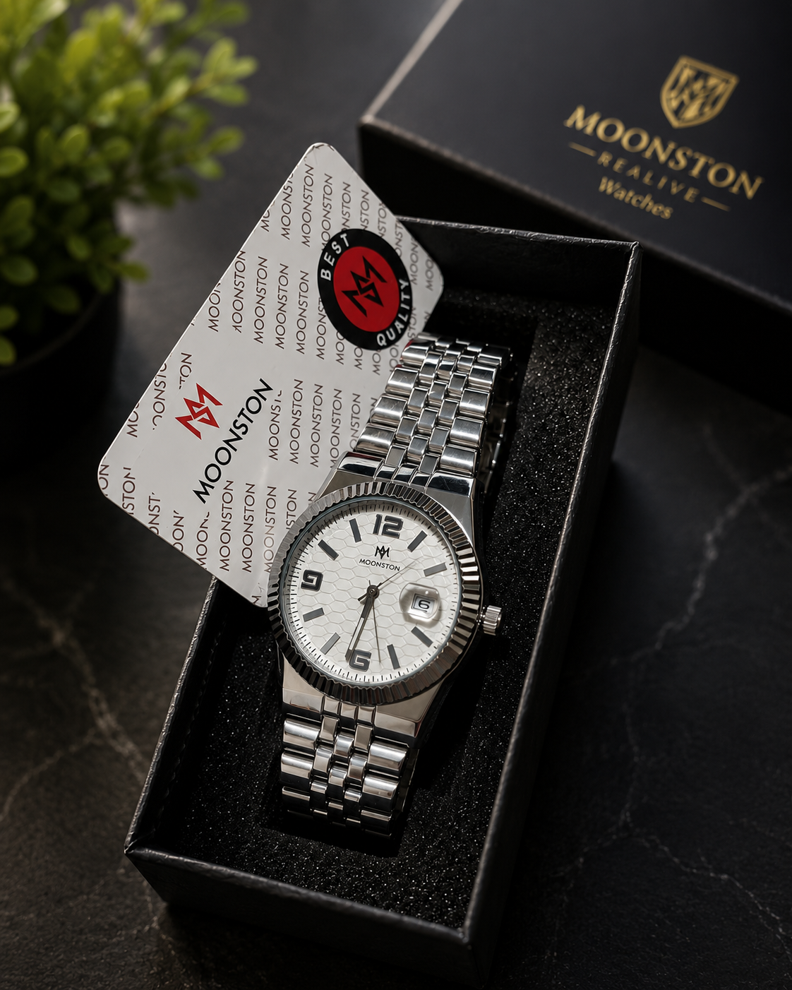 MOONSTON Silver Stainless Steel Men's Watch | Premium Quartz Analog Wrist Watch