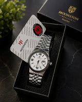 MOONSTON Silver Stainless Steel Men's Watch | Premium Quartz Analog Wrist Watch