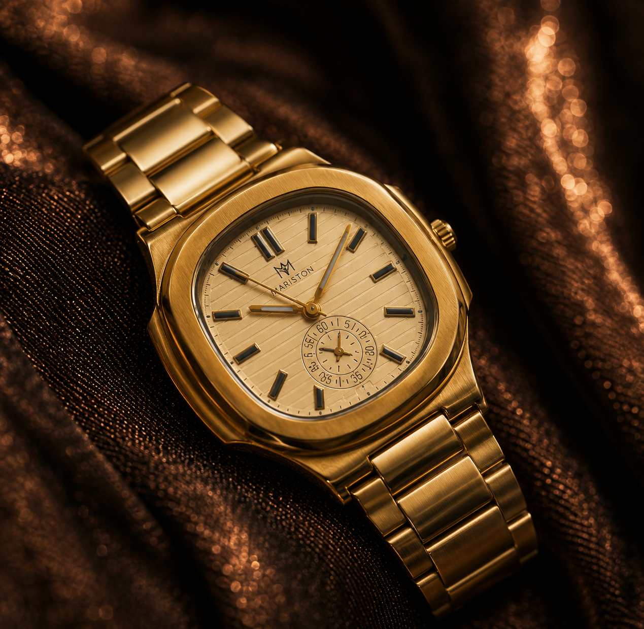 MOONSTON Gold Stainless Steel Men's Watch | Premium Quartz Analog Dress Watch
