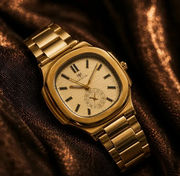 MOONSTON Gold Stainless Steel Men's Watch | Premium Quartz Analog Dress Watch